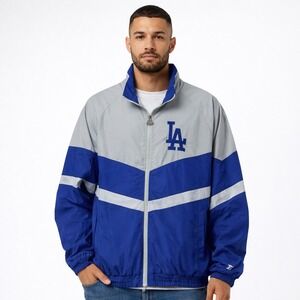 Starter Mens Los Angeles Dodgers Full-Zip Nylon Jacket Blue Grey XL LSI5E930LAD